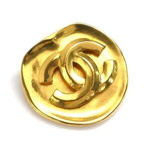 CHANEL Gold Logo Brooch